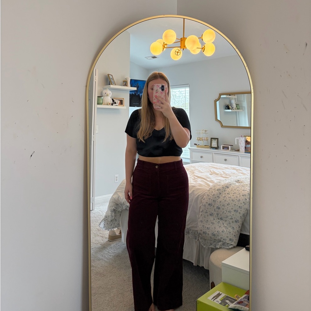 LOFT Palmer Wide Leg Pants in Velvet Burgundy